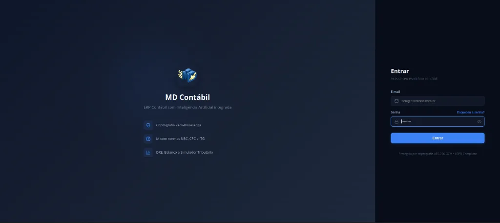 Tela de Login MD Contábil