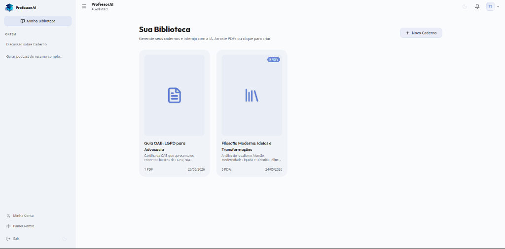 ProfessorAI - Biblioteca de Cadernos