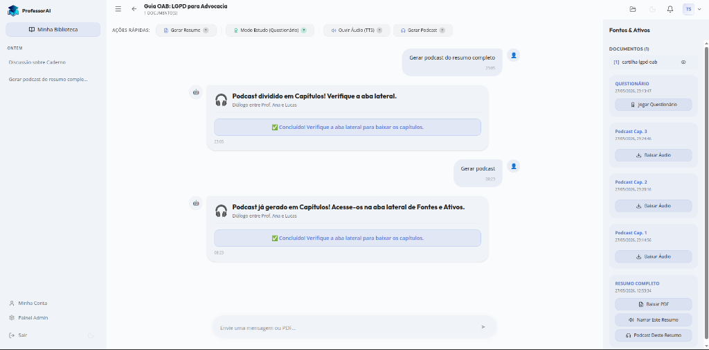 ProfessorAI - Chat e Geração de Podcast