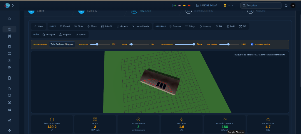 Sanche Solar - Dimensionamento 3D