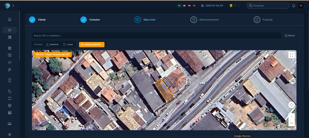 Sanche Solar - Mapa Solar via satélite