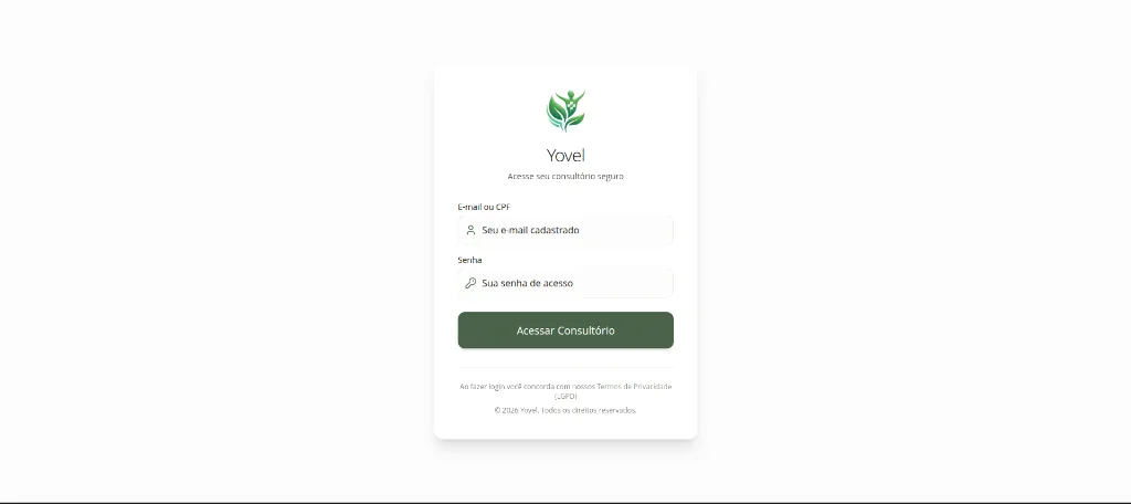 Login Yovel Consultórios
